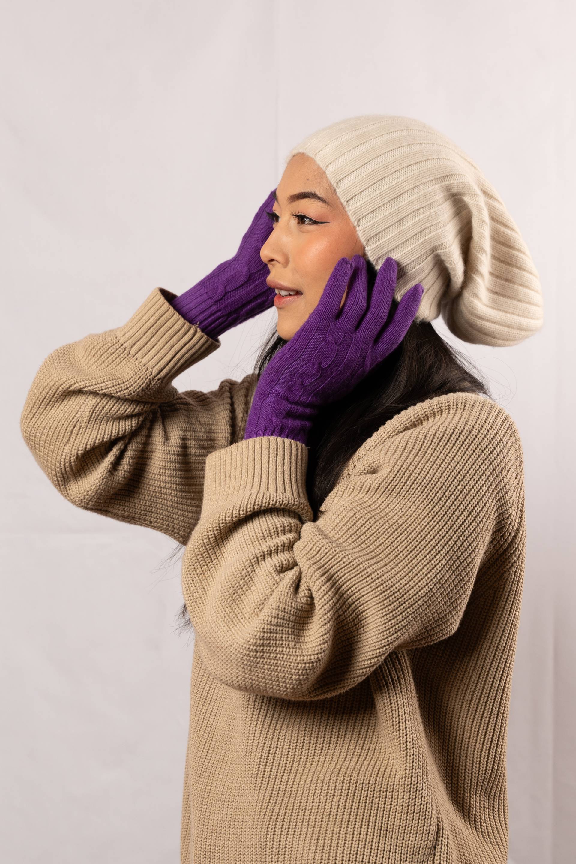  Cashmere long ribbed Beanie (3162)